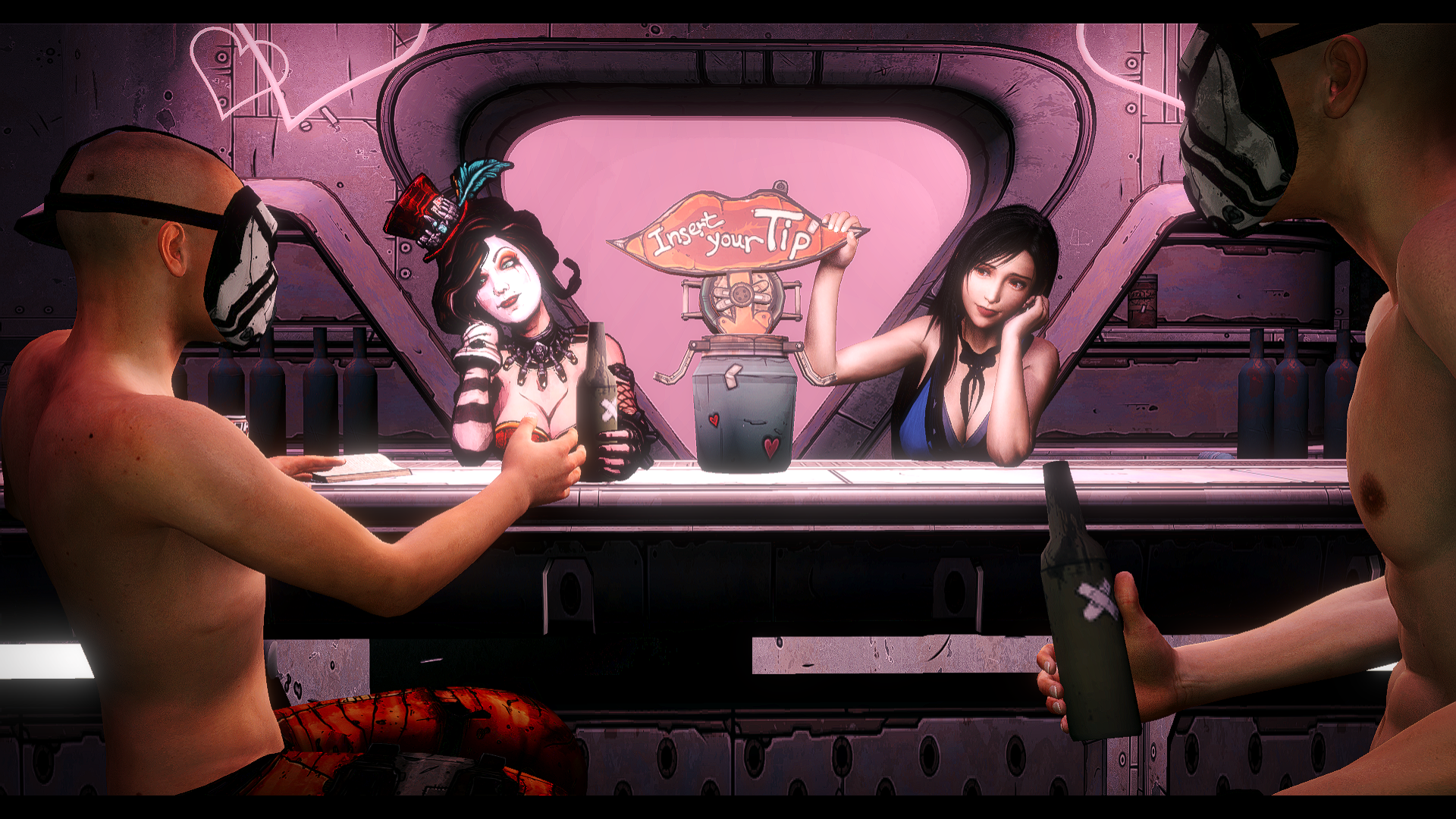 Moxxi and Tifa Serving Drinks